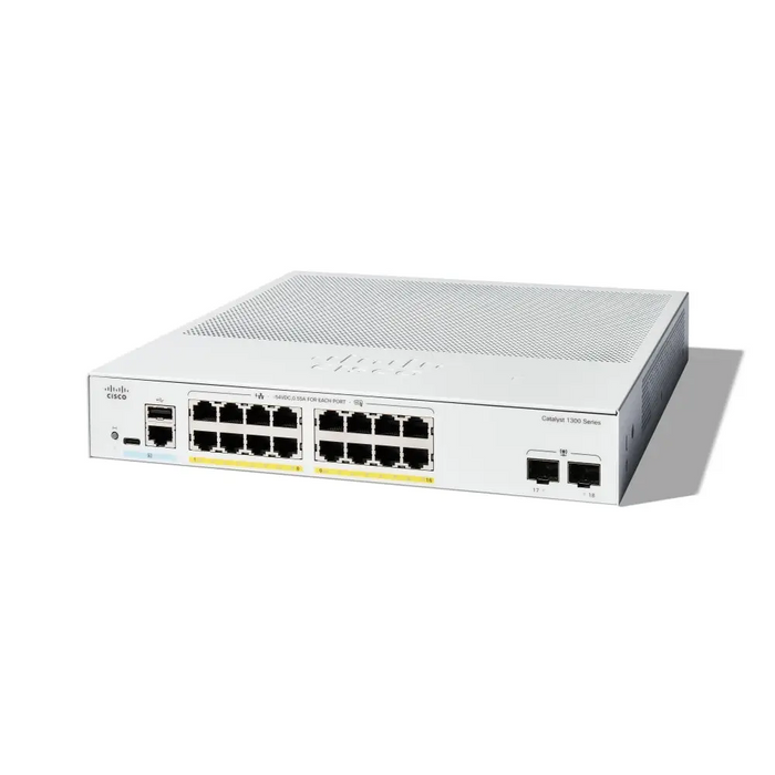 Cisco Catalyst 1300-16FP-2G Managed Switch 16 Port GE Full PoE 2x1GE SFP Limited Lifetime Protection (C1300-16FP-2G)