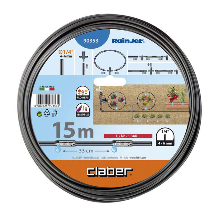 DRIP PIPE F4-6MM, 15M CLABER 90353
