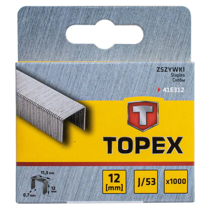 CLAMPS FOR TAKER TYPE J 53 12X11.3 MM TOPEX 1000 PCS - Скоби и пирони за такери<<<Консумативи за