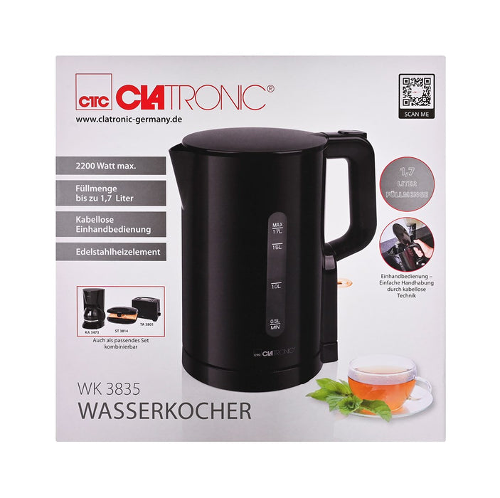 Clatronic WK 3835 electric kettle 1.7 L 2200 W Black