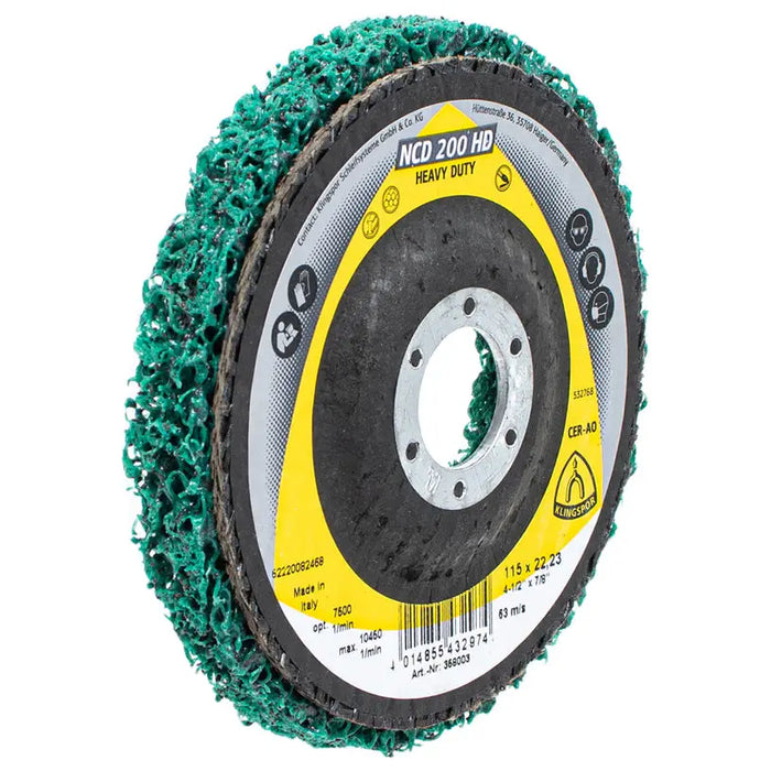 CLEANING DISC 115X22.23 MM KLINGSPOR NCD 200 HEAVY DUTY - Дискове за ъглошлайфи<<<Консумативи за