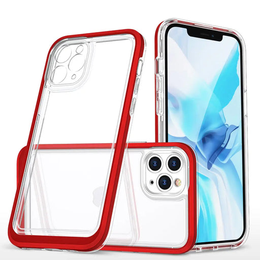 Clear 3in1 Case for iPhone 11 Pro Max Frame Cover Gel Red - Cell phone cases and covers<<<HurtelXML