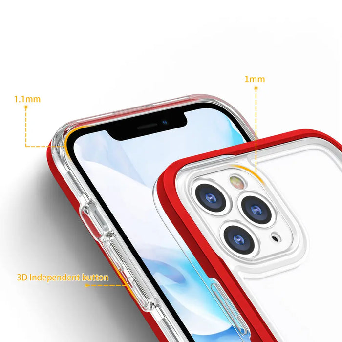 Clear 3in1 Case for iPhone 11 Pro Max Frame Cover Gel Red - Cell phone cases and covers<<<HurtelXML