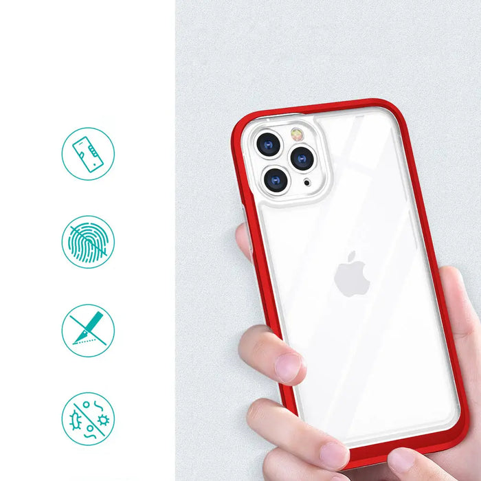 Clear 3in1 Case for iPhone 11 Pro Max Frame Cover Gel Red - Cell phone cases and covers<<<HurtelXML