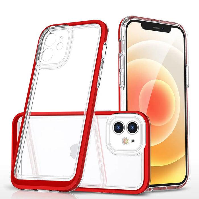 Clear 3in1 case for iPhone 12 frame gel cover red - Cell phone cases and covers<<<HurtelXML