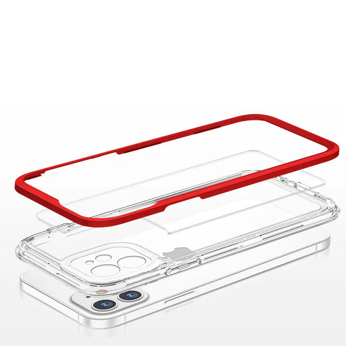 Clear 3in1 case for iPhone 12 frame gel cover red - Cell phone cases and covers<<<HurtelXML