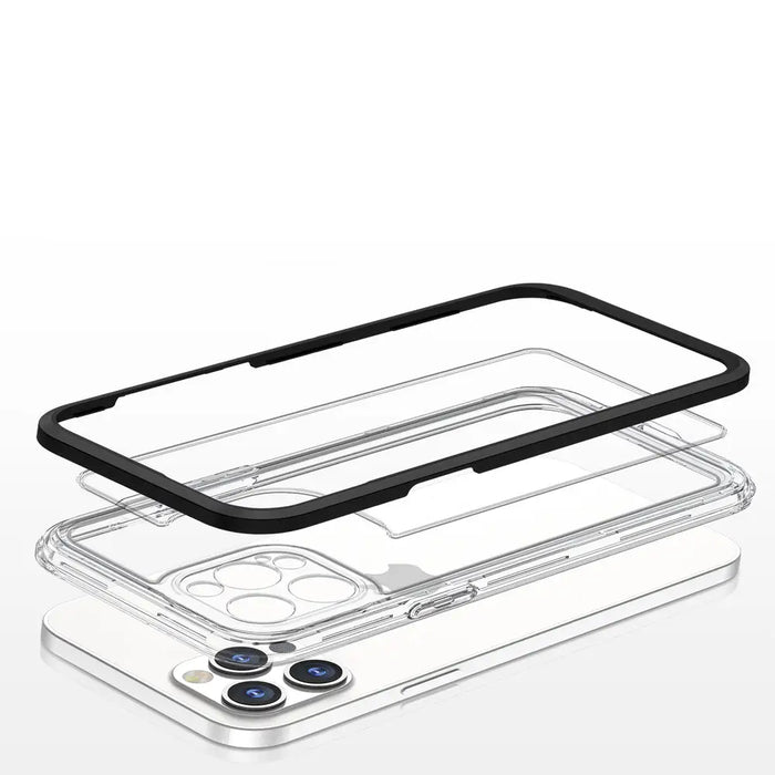 Clear 3in1 case for iPhone 12 Pro frame gel cover black - Cell phone cases and covers<<<HurtelXML