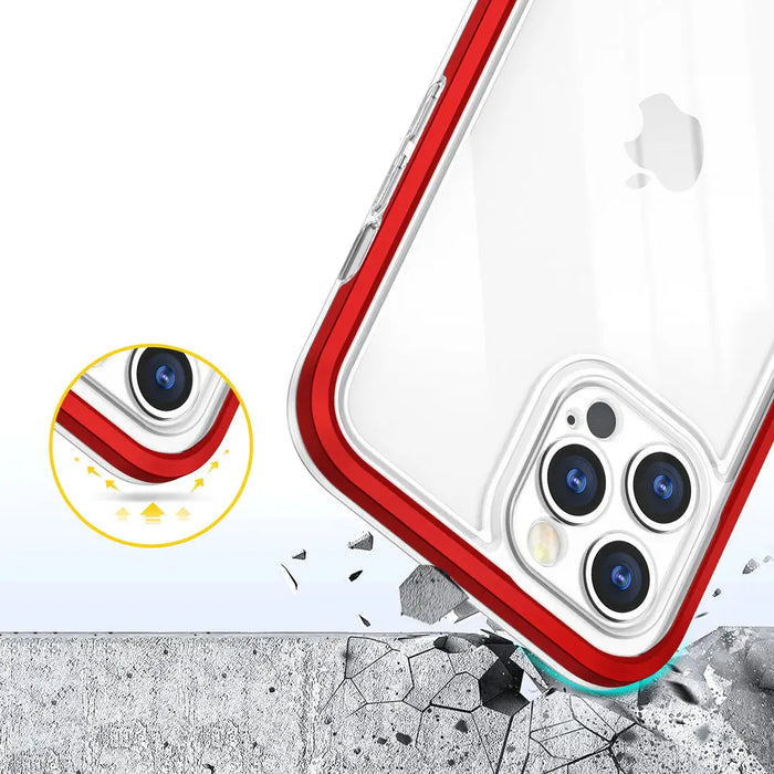 Clear 3in1 case for iPhone 12 Pro frame gel cover red - Cell phone cases and covers<<<HurtelXML