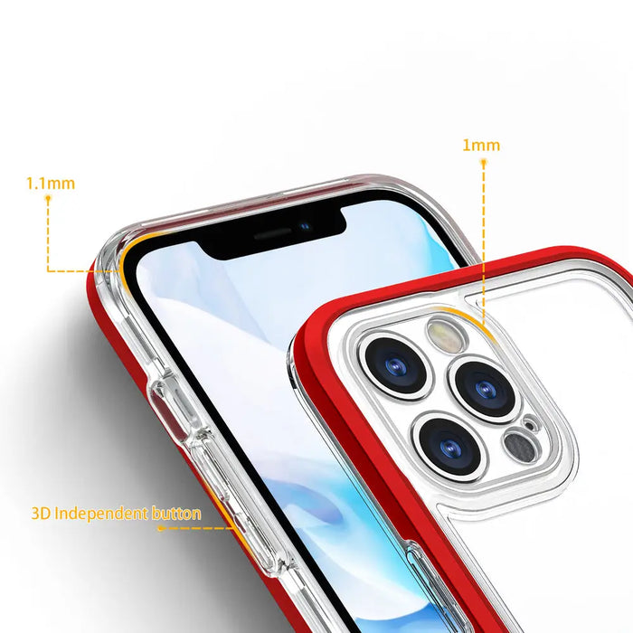 Clear 3in1 case for iPhone 12 Pro frame gel cover red - Cell phone cases and covers<<<HurtelXML