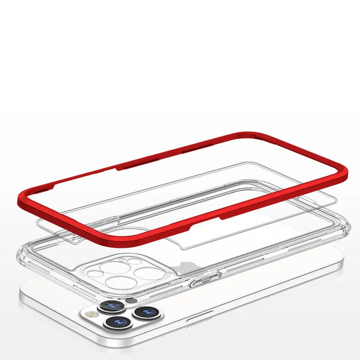 Clear 3in1 case for iPhone 12 Pro frame gel cover red - Cell phone cases and covers<<<HurtelXML