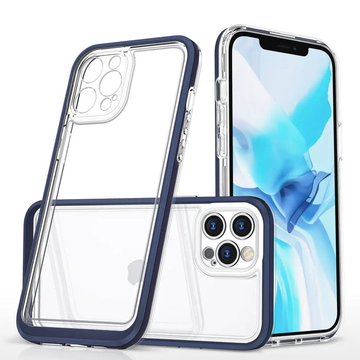 Clear 3in1 case for iPhone 12 Pro Max blue frame gel cover - Cell phone cases and covers<<<HurtelXML