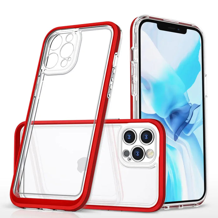 Clear 3in1 Case for iPhone 12 Pro Max Frame Cover Gel Red - Cell phone cases and covers<<<HurtelXML