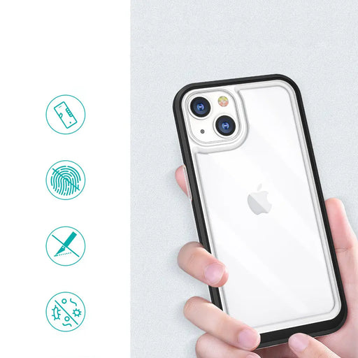 Clear 3in1 case for iPhone 13 mini gel cover with frame black - Cell phone cases and covers<<<HurtelXML