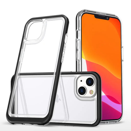 Clear 3in1 case for iPhone 13 mini gel cover with frame black - Cell phone cases and covers<<<HurtelXML
