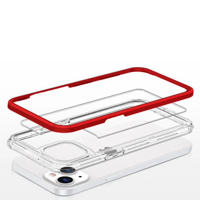 Clear 3in1 case for iPhone 13 mini gel cover with frame red - Cell phone cases and covers<<<HurtelXML