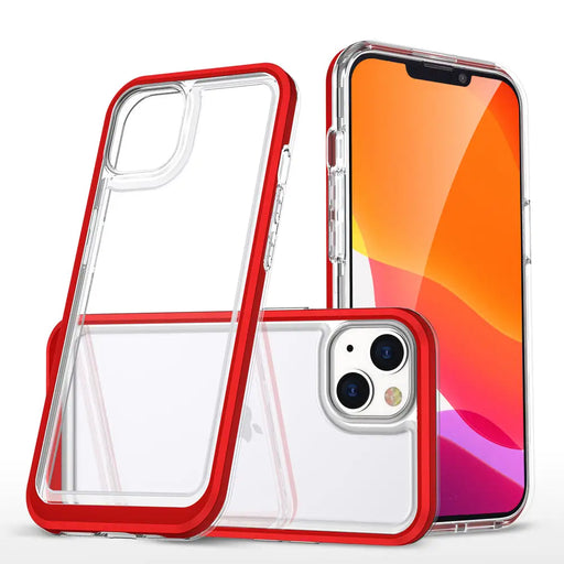 Clear 3in1 case for iPhone 13 mini gel cover with frame red - Cell phone cases and covers<<<HurtelXML