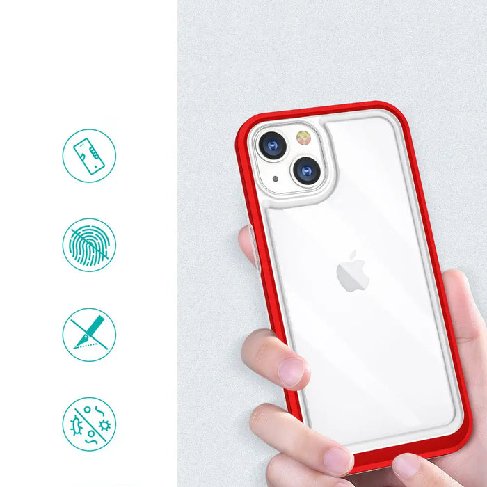 Clear 3in1 case for iPhone 13 mini gel cover with frame red - Cell phone cases and covers<<<HurtelXML