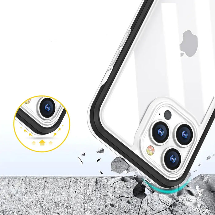 Clear 3in1 case for iPhone 14 silicone cover with frame red - Cell phone cases and covers<<<HurtelXML