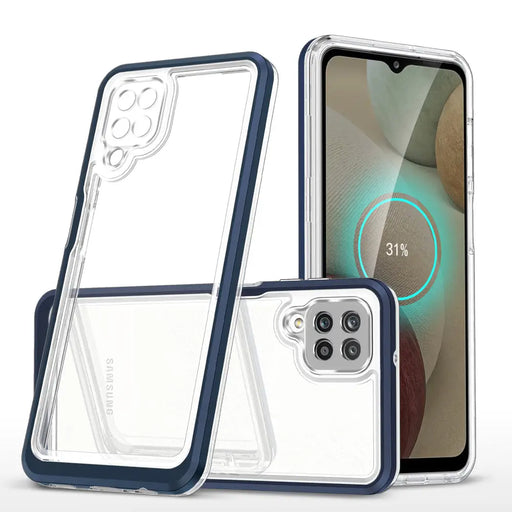 Clear 3in1 Case for Samsung Galaxy A22 4G Frame Gel Cover Blue - Cell phone cases and covers<<<HurtelXML