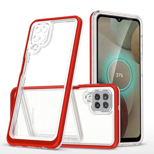 Clear 3in1 Case for Samsung Galaxy A22 4G Frame Gel Cover Red - Cell phone cases and covers<<<HurtelXML