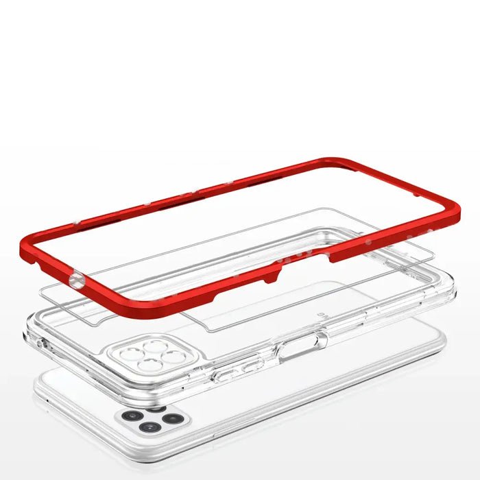 Clear 3in1 Case for Samsung Galaxy A22 5G Frame Gel Cover Red - Cell phone cases and covers<<<HurtelXML