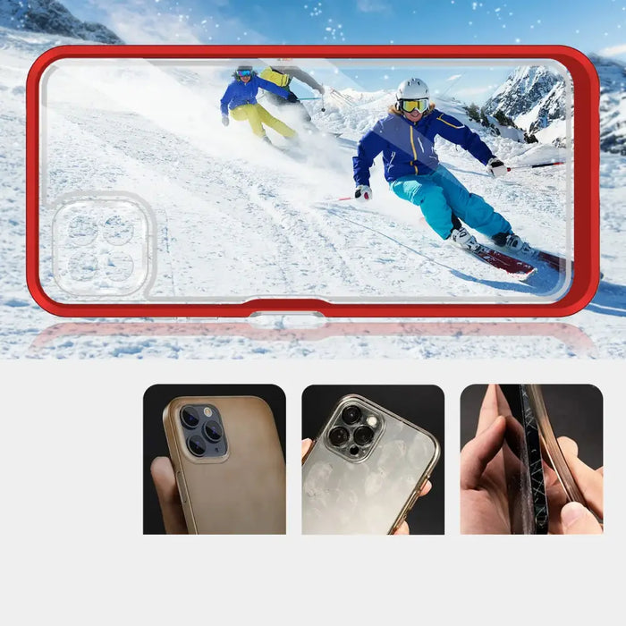 Clear 3in1 Case for Samsung Galaxy A22 5G Frame Gel Cover Red - Cell phone cases and covers<<<HurtelXML