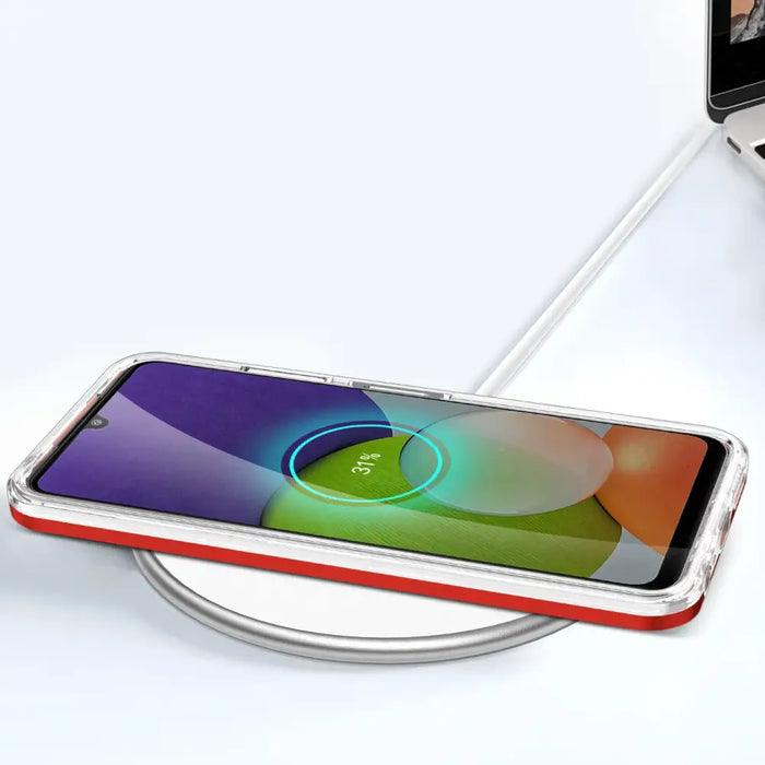 Clear 3in1 Case for Samsung Galaxy A22 5G Frame Gel Cover Red - Cell phone cases and covers<<<HurtelXML