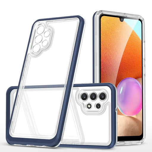 Clear 3in1 Case for Samsung Galaxy A32 5G Frame Gel Cover Blue - Cell phone cases and covers<<<HurtelXML