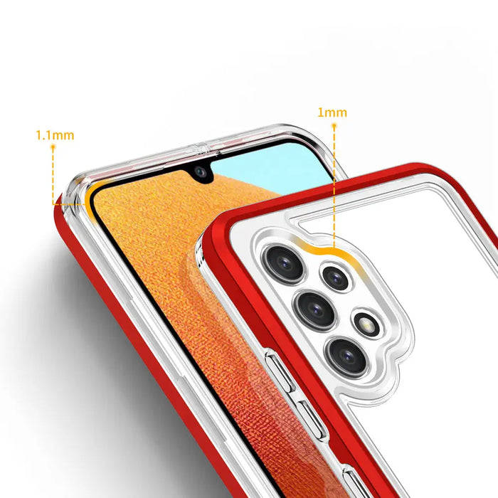 Clear 3in1 Case for Samsung Galaxy A32 5G Frame Gel Cover Red - Cell phone cases and covers<<<HurtelXML