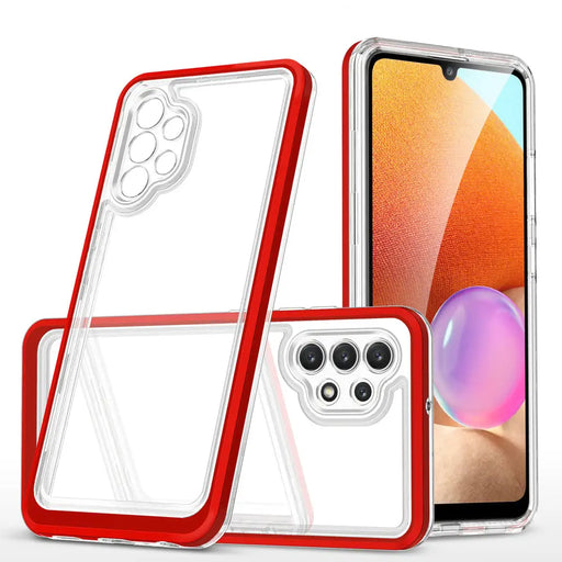 Clear 3in1 Case for Samsung Galaxy A72 4G Frame Gel Cover Red - Cell phone cases and covers<<<HurtelXML