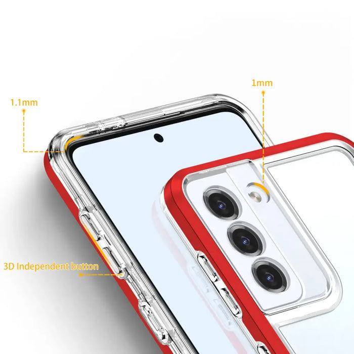 Clear 3in1 Case for Samsung Galaxy S21 5G Frame Gel Cover Red - Cell phone cases and covers<<<HurtelXML