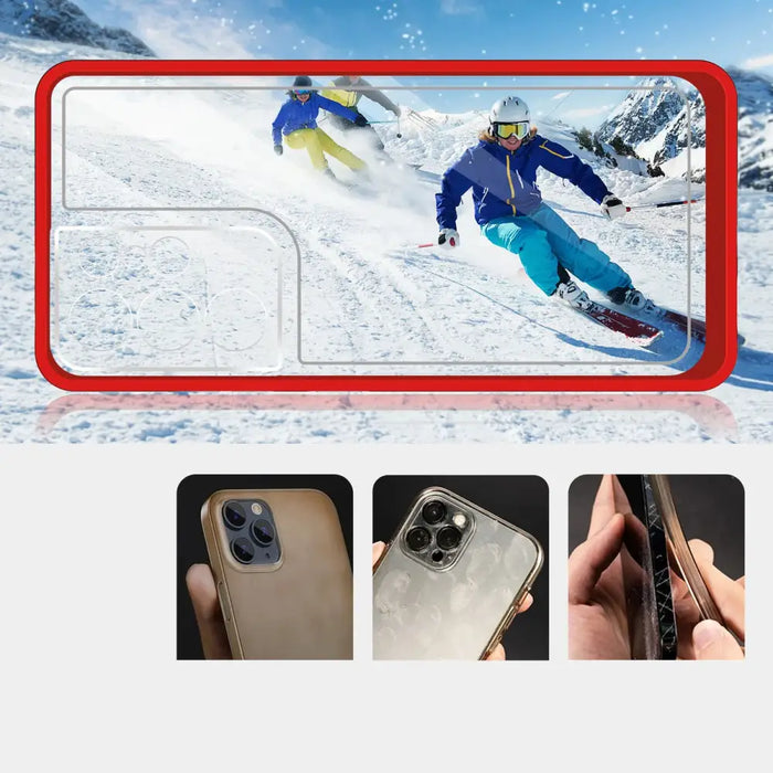 Clear 3in1 Case for Samsung Galaxy S21 Ultra 5G Frame Gel Cover Red - Cell phone cases and covers<<<HurtelXML