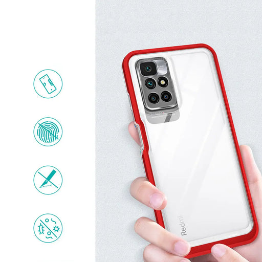 Clear 3in1 Case for Xiaomi Redmi 10 Frame Gel Cover Red - Cell phone cases and covers<<<HurtelXML