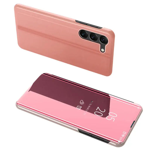 Clear View Case cover for Samsung Galaxy S23 cover with a flap pink - Cell phone cases and covers<<<HurtelXML