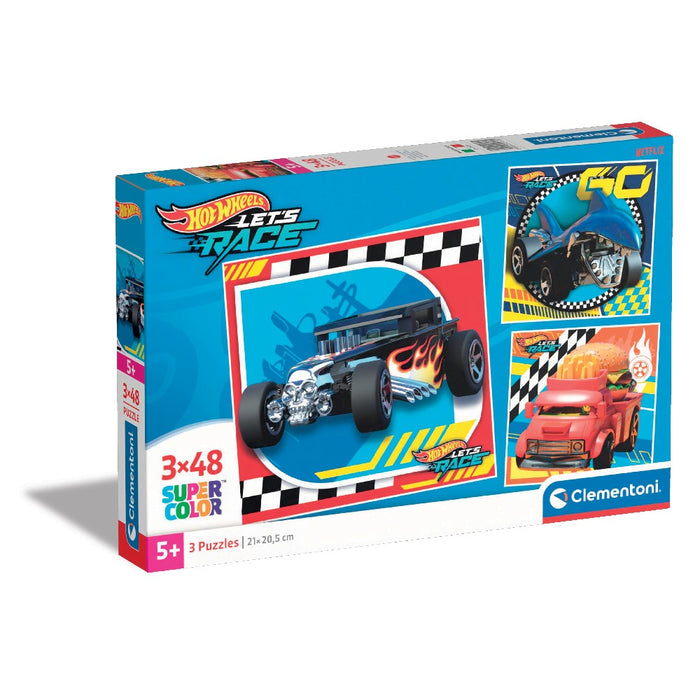 Clementoni children's puzzle of 3 x 48 pieces - Hot Wheels