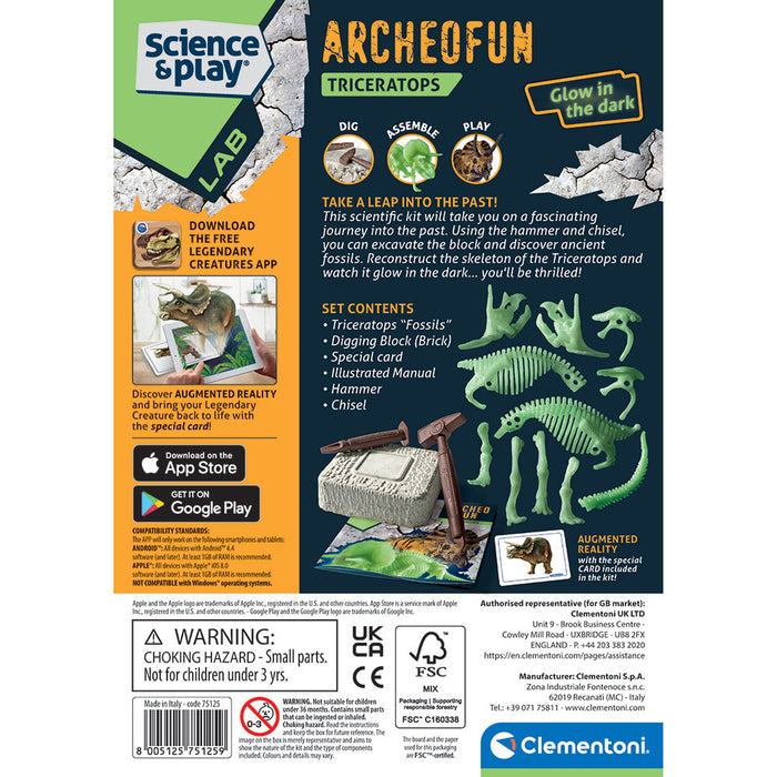Образователен комплект Clementoni Science & Play - Разкрий скелет на трицератопс