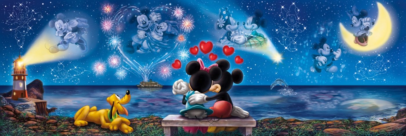 Clementoni 1000 piece panoramic puzzle - Mickey and Minnie Mouse
