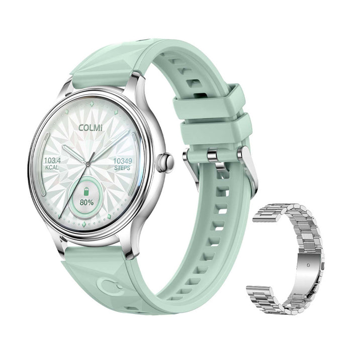 COLMI L28 Smart Watch (Silver-green + silver steel strap)