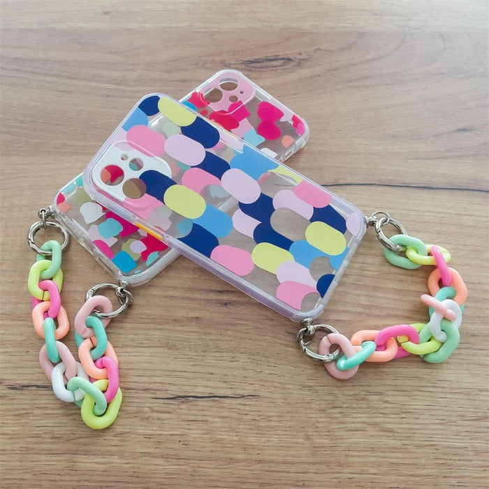 Color Chain Case gel flexible elastic case cover with a chain pendant for iPhone 12 Pro multicolour - Cell phone cases