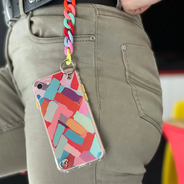 Color Chain Case gel flexible elastic case cover with a chain pendant for iPhone 12 Pro multicolour - Cell phone cases