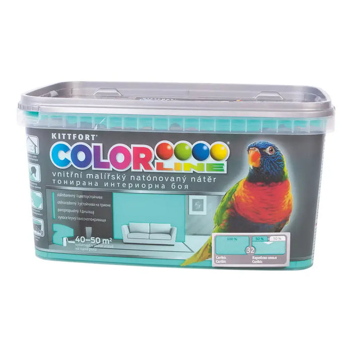 COLORED LATEX CARIBBEAN BLUE 4 KG COLOR LINE - Цветни интериорни бои<<<Интериорни бои<<<Подови и стенни