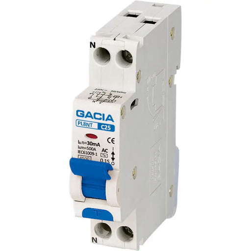 COMBINED CIRCUIT BREAKER WITH REMEDIAL CURRENT PROTECTION 1P + N 25A GACIA 30MA - Електроапаратура и