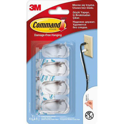 TRANSPARENT CABLE ORGANIZER 4 PCS + 5 STRIPS COMMAND 17301