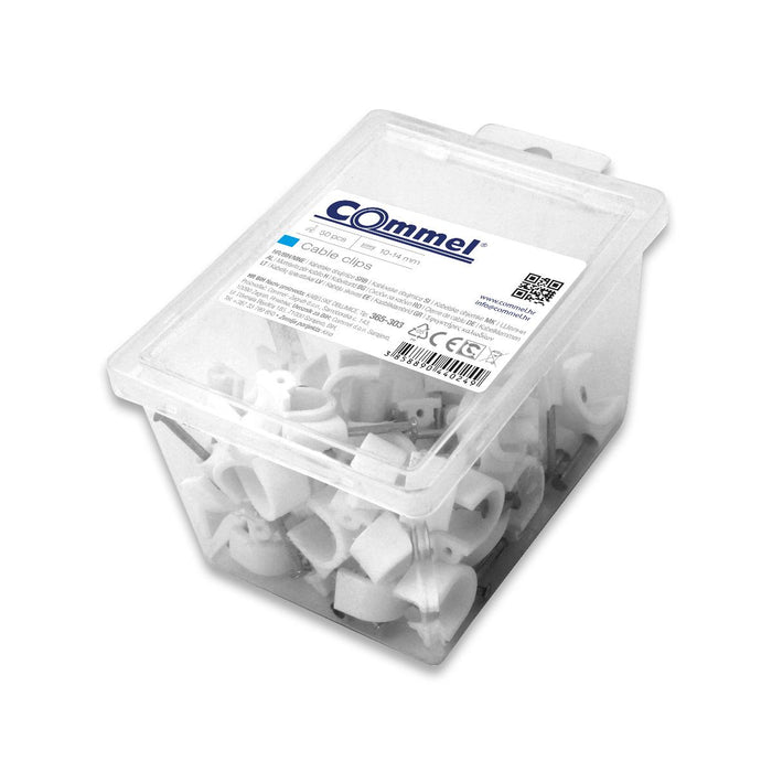 CABLE CLAMP F14MM WHITE WITH NAIL 40MM