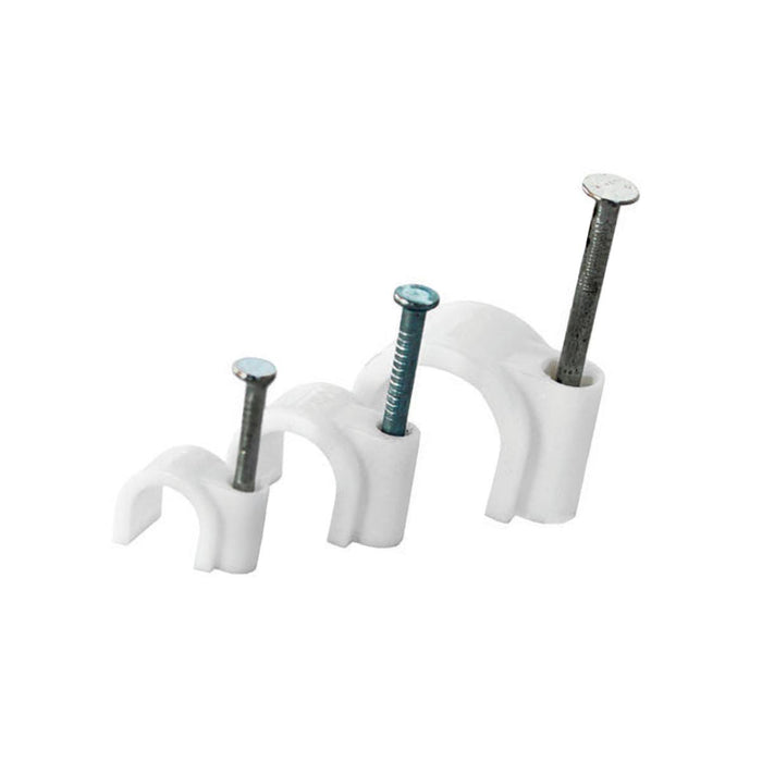 CABLE CLAMP F7MM WHITE WITH NAIL 40MM