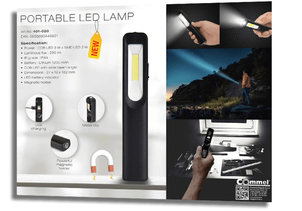 WORKING PORTABLE LED LAMP 250LM COMMEL