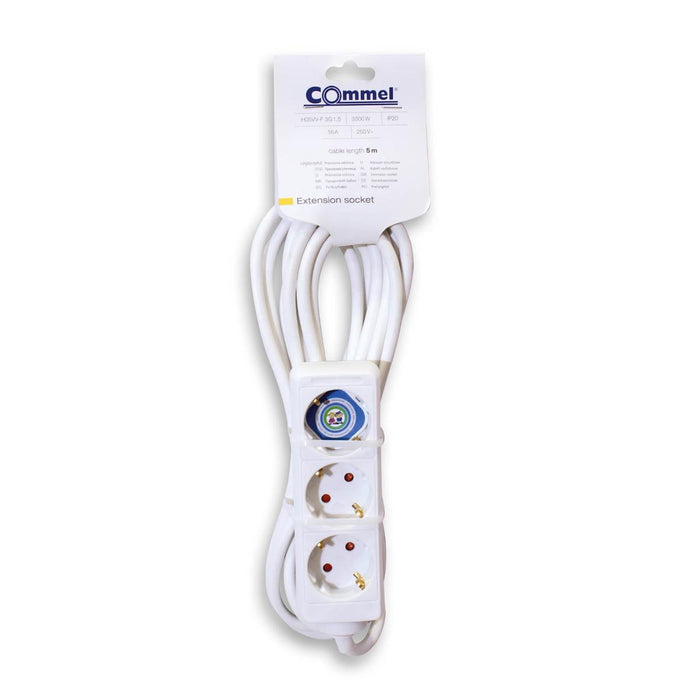 SPLITTER 3 SOCKETS 5 M WHITE COMMEL
