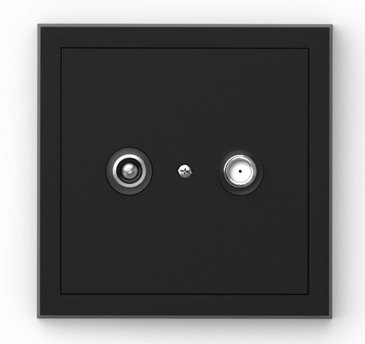 SOCKET TV+SAT END 1DB WITH FRAME BLACK