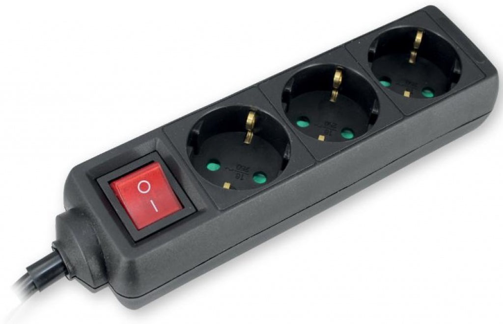 Commel power strip 3 sockets 3m button black C232-325