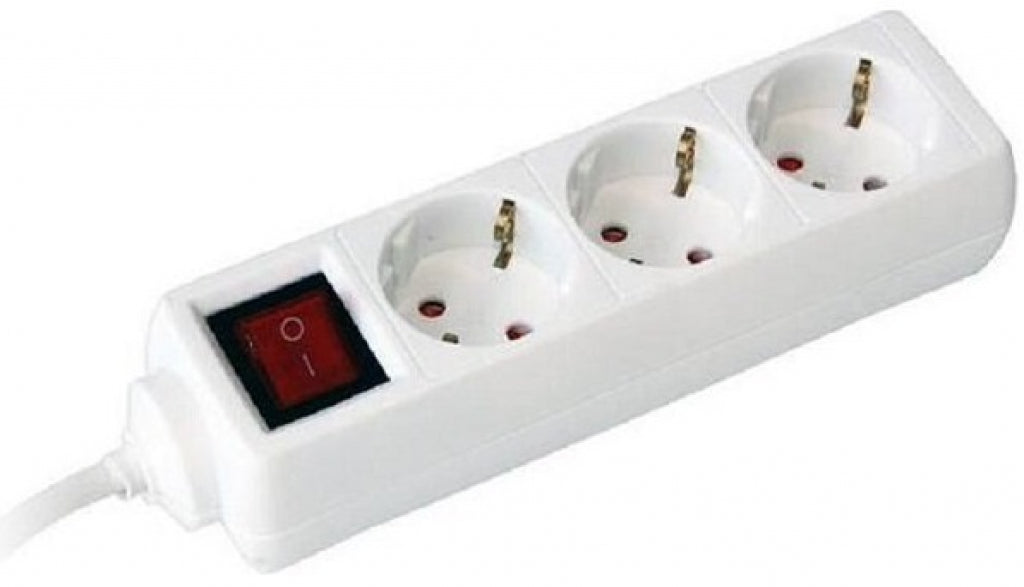 Commel power strip 3 sockets 5m button white C0816